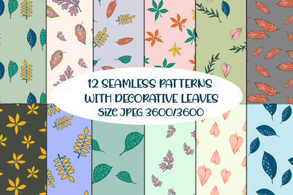 12 SEAMLESS PATTERNS with LEAVES