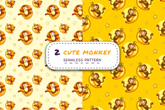 2 Cute Monkey - Seamless Patterns: A Strategic Asset for Visual Communication and Brand Consistency