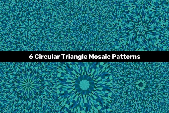 6 Teal Circular Triangle Mosaic Patterns
