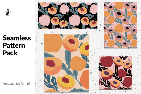 Abstract Peaches Seamless Patterns: Elevating Summer Design with Thoughtful, Hand-Drawn Vector Art