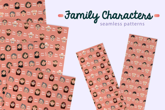 Family Characters Seamless Patterns N
