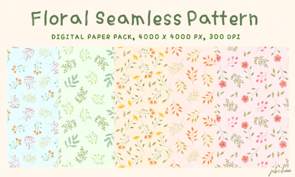 Floral Seamless Patterns, Paper Set
