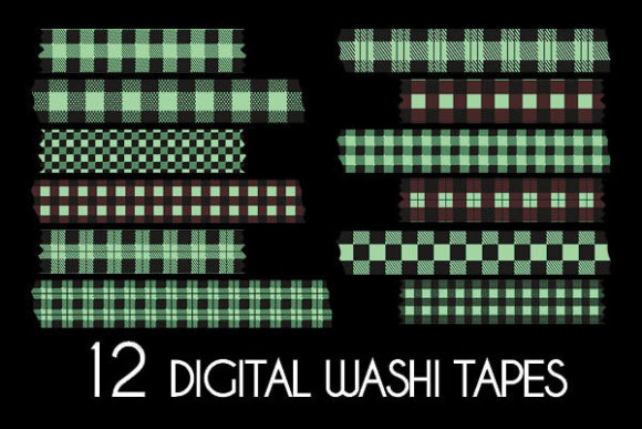 Light Green Plaid Washi Tapes Patterns