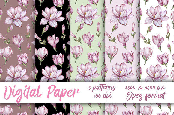 Patterns Magnolia Watercolor Flower