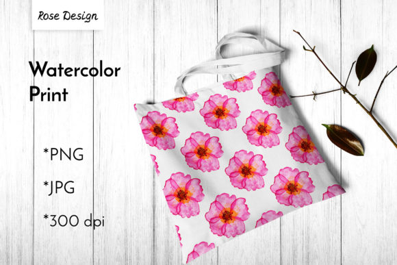 Pink Rosehip Flowers Watercolor Patterns