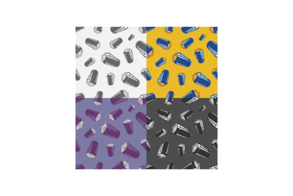 Seamless Patterns with Open Aluminum Can Motifs: A Versatile Design Resource for Fabric & Print