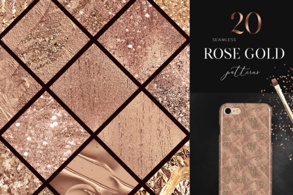 Seamless Rose Gold Patterns, Metallic