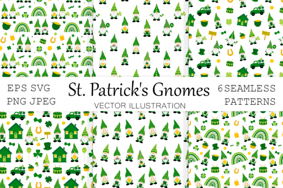 St Patricks Day Gnomes Seamless Patterns