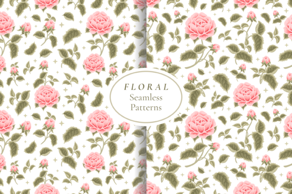 Vintage Peach Flower Seamless Patterns