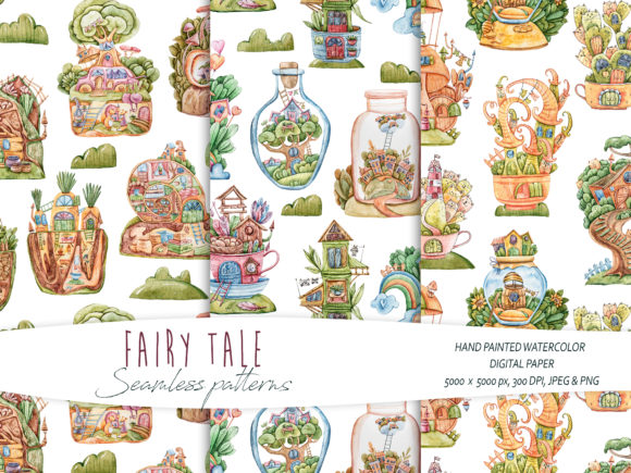 Watercolor Kids Seamless Patterns