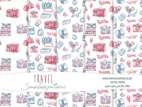 Watercolor Travel Seamless Patterns: Strategic Design Assets for Real-World Applications